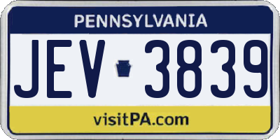 PA license plate JEV3839
