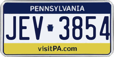 PA license plate JEV3854