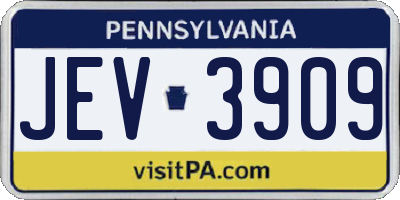 PA license plate JEV3909