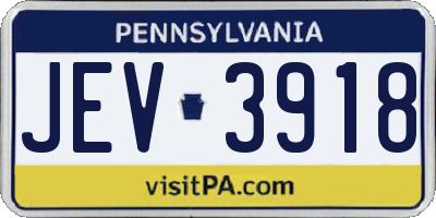 PA license plate JEV3918