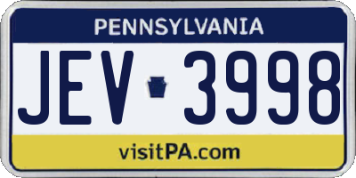 PA license plate JEV3998