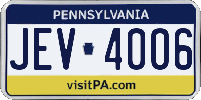 PA license plate JEV4006