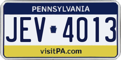 PA license plate JEV4013