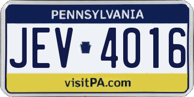 PA license plate JEV4016