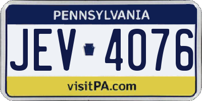 PA license plate JEV4076