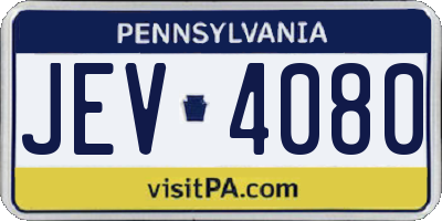 PA license plate JEV4080