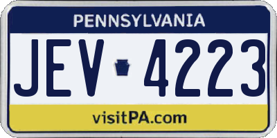 PA license plate JEV4223