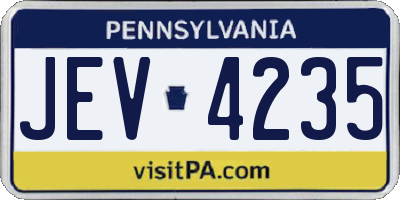 PA license plate JEV4235