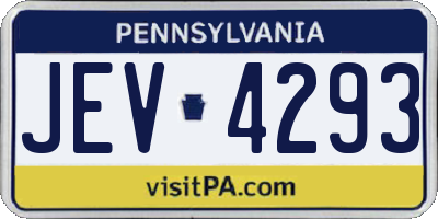 PA license plate JEV4293