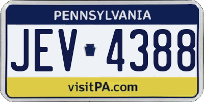 PA license plate JEV4388