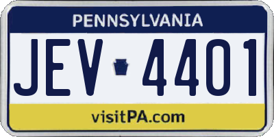 PA license plate JEV4401