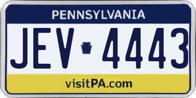 PA license plate JEV4443