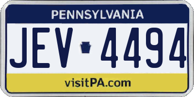 PA license plate JEV4494