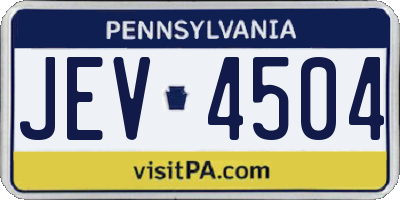 PA license plate JEV4504