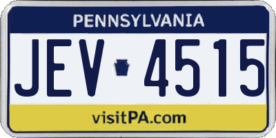 PA license plate JEV4515