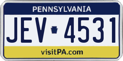 PA license plate JEV4531