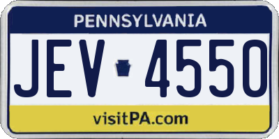 PA license plate JEV4550