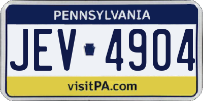 PA license plate JEV4904