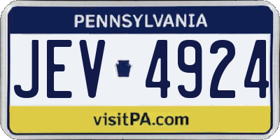PA license plate JEV4924