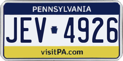 PA license plate JEV4926