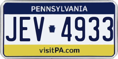 PA license plate JEV4933