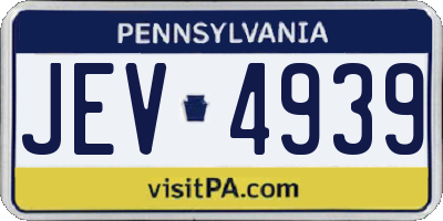 PA license plate JEV4939