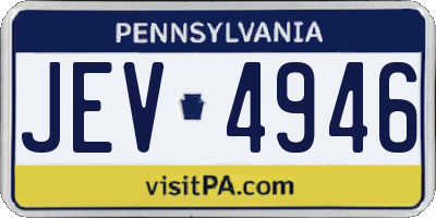 PA license plate JEV4946