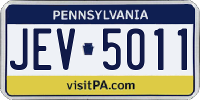 PA license plate JEV5011