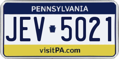 PA license plate JEV5021