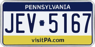 PA license plate JEV5167