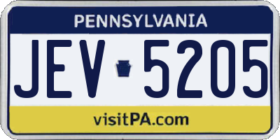 PA license plate JEV5205
