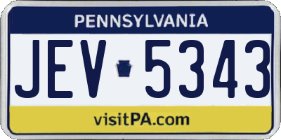 PA license plate JEV5343
