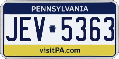 PA license plate JEV5363