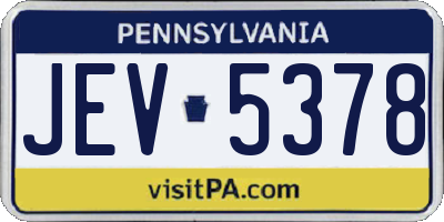 PA license plate JEV5378