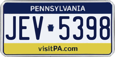 PA license plate JEV5398