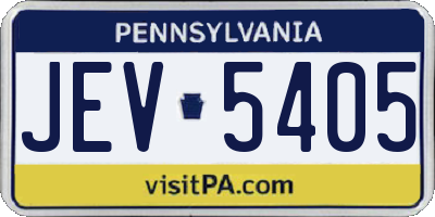 PA license plate JEV5405