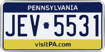 PA license plate JEV5531