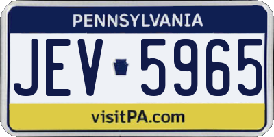 PA license plate JEV5965