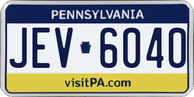 PA license plate JEV6040