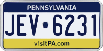 PA license plate JEV6231