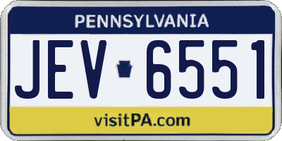PA license plate JEV6551