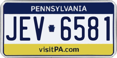 PA license plate JEV6581