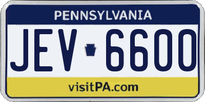 PA license plate JEV6600