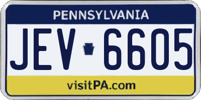 PA license plate JEV6605
