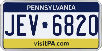 PA license plate JEV6820