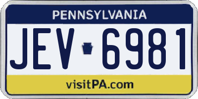 PA license plate JEV6981