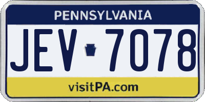 PA license plate JEV7078