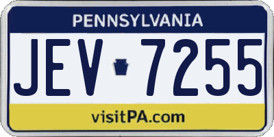 PA license plate JEV7255