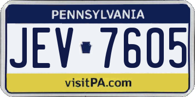 PA license plate JEV7605