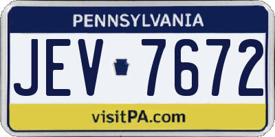 PA license plate JEV7672